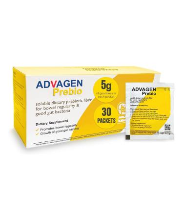 ADVAGEN, Prebio Fiber Supplement Powder Unflavored - Soluble Prebiotic Fiber Powder, Unflavored On The Go Packets, Non GMO Supports Gut Health, Bloating & Constipation Relief for Women Men 30 Servings 1