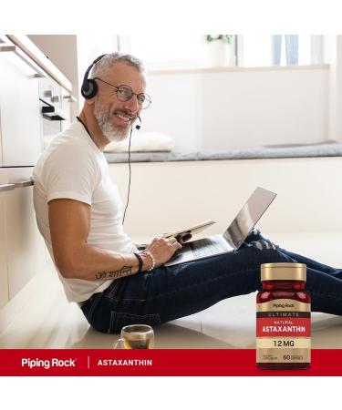 Piping Rock Astaxanthin 12mg | 60 Quick Release Softgels | Extract Supplement | Gluten Free Non-GMO - Buy Online on GoSupps.com