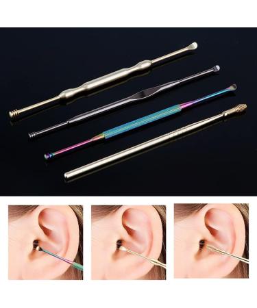 4pcs Stainless Steel Earwax Removal Tool Set - Safe Ear Cleaning Kit for Adults - Spiral Earpick Home Cleaners - Assorted Colors - 12X0.5cm - Buy Online on GoSupps.com