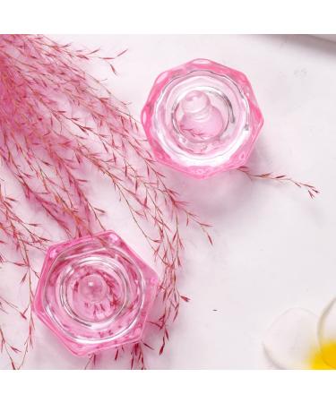 2Pcs Crystal Glass Nail Art Dappen Dish with Hexagon Lid - Pink - Buy Online on GoSupps.com
