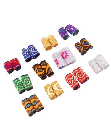 Lurrose 12pcs Fabric Dreadlock Beads Cloth Braid Beads Colorful Braid Cuffs Braid Hair Accessories for Women Men (Mixed Style)