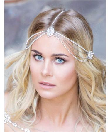 Missgrace Women's Dainty Bohemian Rhinestone Head Chain Hair Accessory - Gold | For Bridal and Girls - Buy Online on GoSupps.com