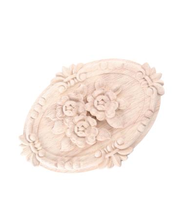 Cabilock 1pc Onlay Applique Wooden Corner Onlay Flower Furniture Carved Onlay Wood Applique Frame Wooden Door
