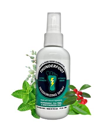 Thunderfoot Natural Shoe and Foot deodorizing Spray- Mint Scent - Shoe Odor Eliminator, Shoe Spray Deodorizer, Shoe freshener, Foot Deodorizer, Odor Eliminator for Shoes (4 OZ)