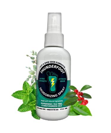 Thunderfoot Natural Shoe and Foot deodorizing Spray- Mint Scent - Shoe Odor Eliminator, Shoe Spray Deodorizer, Shoe freshener, Foot Deodorizer, Odor Eliminator for Shoes (4 OZ) - Buy Online on GoSupps.com