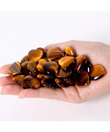 XIANNVXI 15 Pcs Tigers Eye Crystal Heart Stones Love Puff Palm Pocket Stones Natural Reiki Healing Gemstones Heart Crystals Set Yellow - Tigers Eye