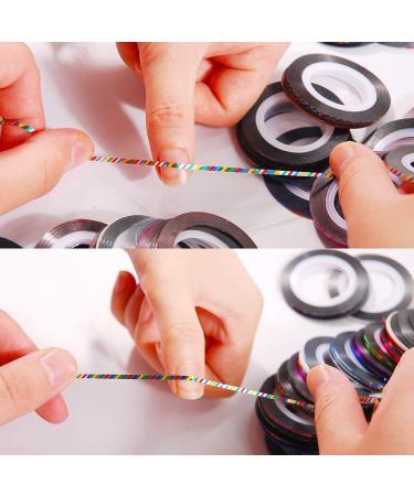 Hisenlee 90 Pcs Nail Art Striping Tape Lines in Mix Colors - 1MM and 2MM - Includes 2 Nail Tape Dispensers for Nail Art Decoration - Buy Online on GoSupps.com