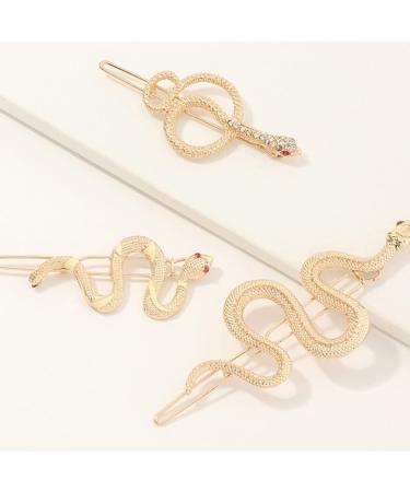 Lurrose 6pcs Bohemia Snap Hair Clips Set - Vintage Gifts Design Accessories for Women - Golden Metal Barrette Hairpins - Outdoor, Headdress, Snake Shaped - 8.5x3cm - Pack of 6 - Buy Online on GoSupps.com