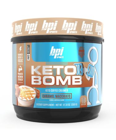 BPI Sports Keto Bomb Coffee Creamer - Supports Energy and Hydration - MCT and Electrolytes - with Calcium - Caramel Macchiato 18 Servings