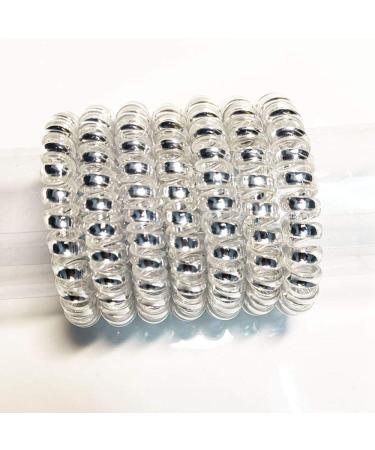 Moneli hair coil hair tie elastic hair band spiral shaped hair rings elastic hair tie colored plastic hair tie 6 pieces (silver)