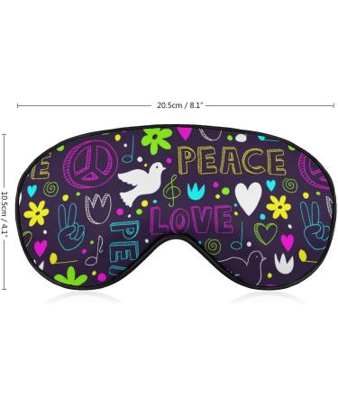 Doves Hearts Peace Signs Sleep Mask Adjustable Strap, Light Blocking Blindfold for Men and Women | Ideal for Night Travel and Naps - Buy Online on GoSupps.com