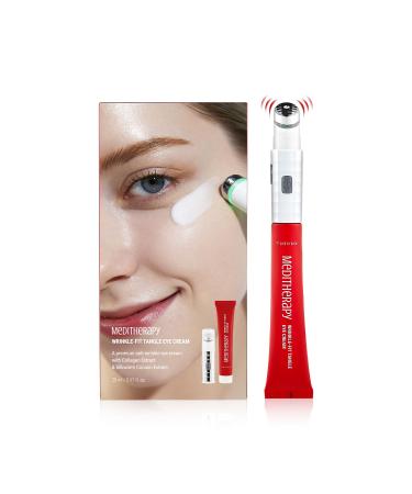 MEDITHERAPY Wrinkle-fit Tangle Eye Cream Chargable Device Tip + Protein Collagen Eye Cream All-in-One Under Eye Treatment 0.67 fl oz Eye Massager (Cream+Device)