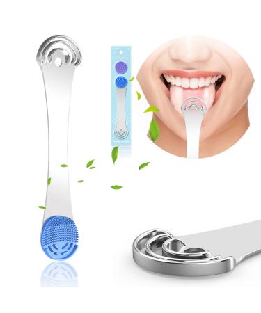 Tongue Scraper for Adults & Kids, Get Rid of White Tongue & Bad Breath Treament, Professional Tongue Brush Tongue Cleaner, Dentist Recommendation Silver-1pcs