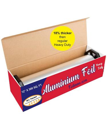 Ultra-Thick Heavy Duty Household Aluminum Foil Roll (12 x 300 Square Foot Roll) with Sturdy Corrugated Cutter Box - Heavy Duty Food Safe Foil Wrap - Best Kitchen Wraps & Baking Need