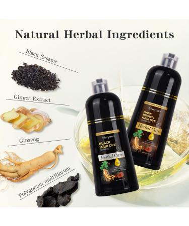 Maryono 3-in-1 Hair Dye Shampoo for Women | Natural Gray Coverage Herbal Formula All Hair Types | Long-Lasting Black (500ml - Buy Online on GoSupps.com