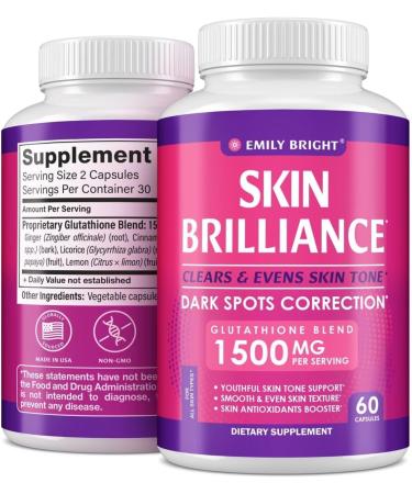 Emily Bright Skin Brilliance - 1500 mcg Glutathione - 60 Capsules - Buy Online on GoSupps.com