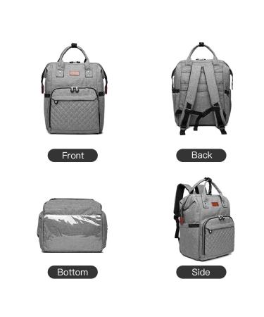 KONO Baby Diaper Bag Nappy Backpack - Multifunctional Travel Backpack with Large Capacity & 2 Stroller Straps (Gray) - Ideal for Moms & Dads | Shop Internationally - Buy Online on GoSupps.com