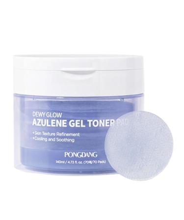 PONGDANG Dewy Glow Azulene Gel Toner Pad | Cooling Calm | Korean Gel Toner Pads with Guai Azulen Chamomile | Soothing Radiance & Uneven Skin Tone | Korean Skin Care