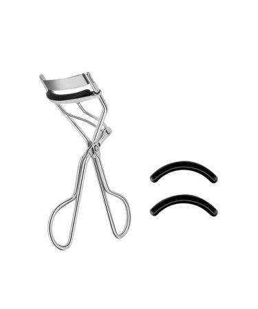 EMILYSTORES Makeup Tool For Eyelashes With 2 Replacement Silicone Refill Pads FREE Metal Eyelash Curler 1PC Platinum Color
