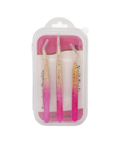 3-part nail art tweezers stainless steel straight curved tips manicure rhinestone tongs precision tweezers set for electronics sodlering jewelry