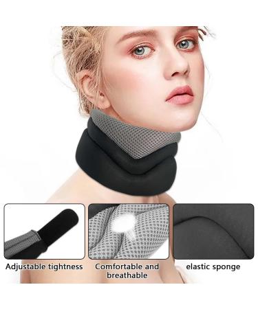 Liujiami Memory Foam Neck Support Brace - Adjustable Cervical Collar for Neck Pain Relief and Posture Correction - Grey - Buy Online on GoSupps.com