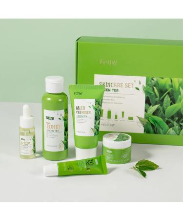 Green Tea Skincare Set For Teenage Girls Green Tea Facial Kit With Cleanser Toner Eye Cream Face Cream Serum Beauty Gifts For Women Girls Skin Care Sets & Kits Reduce Acne Smooth - Buy Online on GoSupps.com