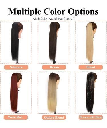 AL064E Ponytail Extension with Drawstring Ombre Blonde Long Straight Ponytail Hairpiece Synthetic Hair Like Real Hair Extension Braid 60 cm / 24 Inches - Buy Online on GoSupps.com