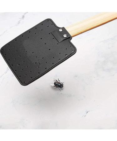Keaiduoa Leather Fly Swatter Fly Swat Heavy Duty Insect Mosquito Wasp Pest Control Rustic Design with Long Wooden Handle Black - Buy Online on GoSupps.com