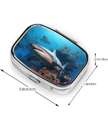 Submarine Shark Coral Pill Case | Cute 2 Compartment Travel Pill Box Organizer for Purse & Pocket Gifts - Buy Online on GoSupps.com