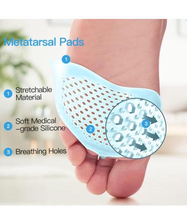 Soft Gel Ball of Foot Cushions - 3 Pairs Metatarsal Pads for Pain Relief in Heels & Shoes | Calluses, Bunions, Corns, Morton Neuromas Relief - Women Men - Buy Online on GoSupps.com