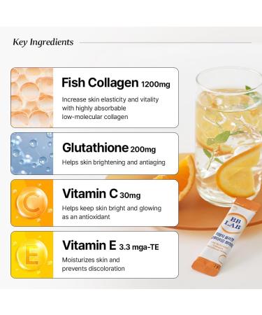 BB LAB Collagen Glutathione White Low Molecular Korean Stick Supplement Fish Peptides Vitamin C Vitamin E Glutathione Fast abosorption Orange Flavor - Buy Online on GoSupps.com