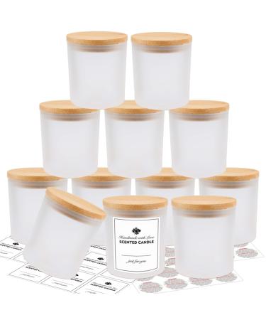 SUPMIND 12 Pack 10oz Glass Candle Jars with Lids and Sticky Labels, Empty  Candle Jars for Making Candles Bulk Containers(Matte Black) Matte Black 10oz