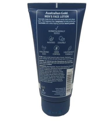 Buy Australian Gold Men's Face & Beard Lotion | Fragrance-Free Non-Greasy Avocado & Coconut | 5 fl oz - Fast International Shipping - Buy Online on GoSupps.com