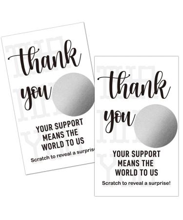 Haizct 50 Pack Thank You Blank Gift Certificate Scratch Off Cards for Small Business Spa Beauty Makeup Hair Salon Bridal Shower Baby Shower Country Wedding (Thank You Card B) Silver-GK087
