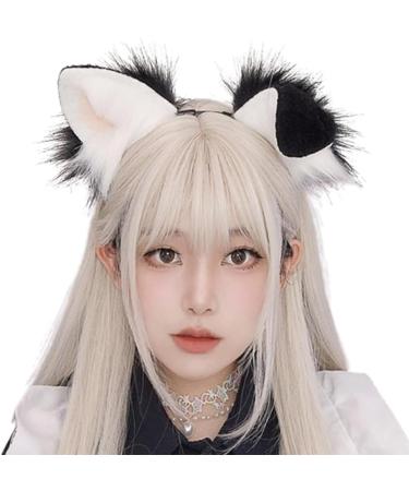 hgnxa Punk Style Anime Hairhoop Plush Dog Ears Headband Cosplay Costume Halloween Party Headdress Women Role Playing Headwear Black and White - Buy Online on GoSupps.com