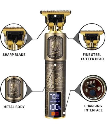 Professional Hair Clippers for Men - Cordless T-Blade Trimmer Rechargeable Grooming Kit with LCD Display & 3 Speed Settings (Skeleton Pattern - Buy Online on GoSupps.com