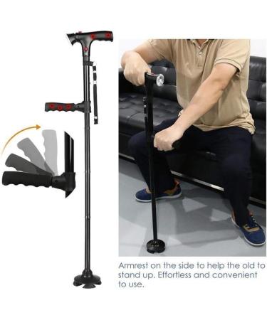 Crutches Telescopic Folding Cane with LED Light Elderly Crutches Aluminum Four-Legged Cane Gift for The Elderly Non-Slip Family - Buy Online on GoSupps.com