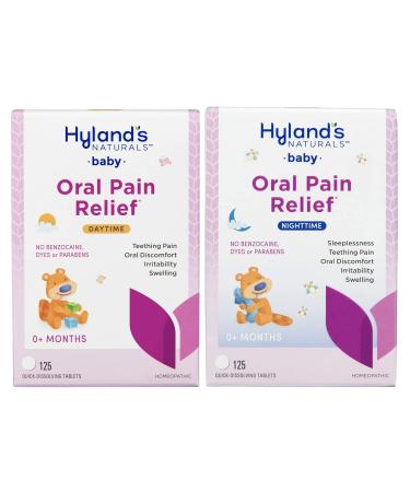 Hyland's Baby Day & Night Oral Pain Relief Tablets Bundle with Chamomilla, Soothing Natural Relief of Oral Discomfort, Irritability, and Swelling, 250 Count AM and PM Bundle