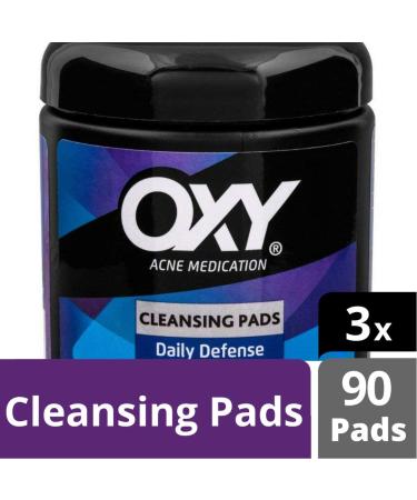 OXY Acne Medication Cleansing Pads - Daily Defense, Maximum Strength 2% Salicylic Acid, 90 Count (Pack of 3) - Buy Online on GoSupps.com