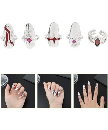 minkissy 3 Sets nail ring Finger Jewelry Women Ring Gift rings for women Finger Tip ring for women nail jewels women s rings red suits womans rings ladies gifts Zinc alloy white girl Miss 2X0.9X0.9CM White - Buy Online on GoSupps.com
