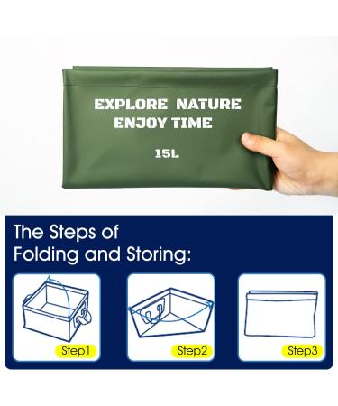 PSG Collapsible Bucket 3.75 Gallon - Portable Square Folding Water Basin for Camping, Fishing & Traveling - Lightweight Wash Basin for Outdoor Activities - Green, 1 Pack - Buy Online on GoSupps.com