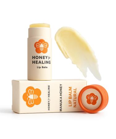 Manuka Honey Lip Balm 15+ UMF Ultra-Hydrating Formula with Beeswax Castor Oil & Organic Coconut Oil | 12+ Hour Moisture | Eco-Friendly Recyclable Tube | 0.25 oz / 7 g (Natural) Nocolor