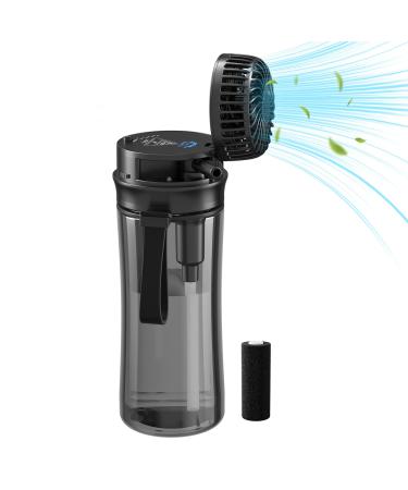 HandFan Water Bottle Fan 20oz BPA Free Water Bottle with Straw&Filter  2600mAh Rechargeable Bottle Cap Mini Handheld Fan (Black)