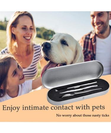 3PCS Stainless Steel Tick Remover Tool Set for Dogs, Cats, Horses - Safe Tick Removal Kit with Double-sided Tweezer, Tick Hook, Tick Tweezer - In Iron Box - Christmas Gift - Buy Online on GoSupps.com