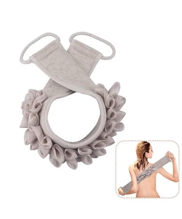 DINGC Back Shower Scrubber with Bath Flower Shower Sponges Exfoliating Back Scrubber with a Handle on Both Sides Shower Sponges for Use in Shower Double Sided Back Scrubber (Brown 70cm)
