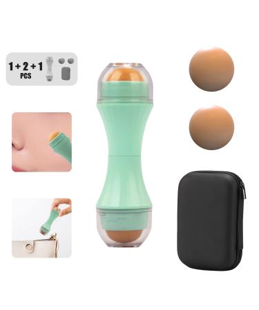 Oil Absorbing Volcanic Roller Facial Oil Resistant Rolling Stone Ball Face Oily Skin Control Tool Instant Results Remove Excess Shiny Double-end/Reusable/Washable/Replaceable(2 Extra Balls Included)