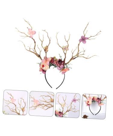 MAGICLULU Antler Branch Headband Elk Hairband Antler Hair Band Flower Headdress Xmas Hair Accessory Antler Hair Hoop Elk Hair Hoop Christmas Head Prop Christmas Headband Christmas Hair