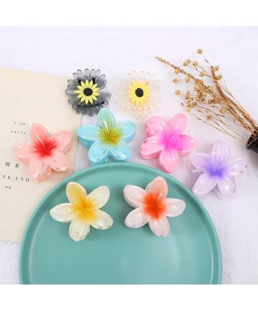 Hawaiian Plumeria Flower Clips Bridal Wedding Party Beach Hair Clips Acrylic Petals Hair Clamp - Buy Online on GoSupps.com