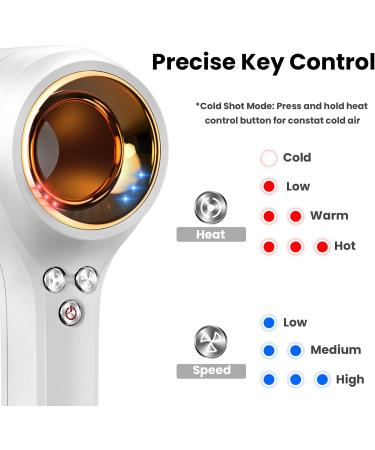 Professional Ionic Hair Dryer - High-Speed 110 000 RPM Blow Dryer | Lightweight Low Noise Thermo-Controlled Hairdryer for Women | Perfect for Home & Travel - Pearl White - Buy Online on GoSupps.com