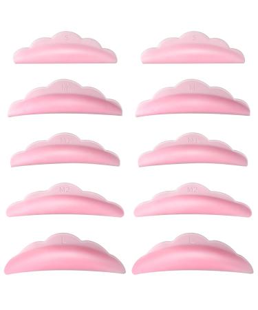 50Pcs Lash Lift Rods Silicone Pads Eyelash Shields for Perm Curls Kits Silicone Eyelash Pads for Eyelashes Makeup Tool Reusable Lash Lifting Pads Pink Eyelash Curler Supplies 5 Sizes S/M/M1/M2/L